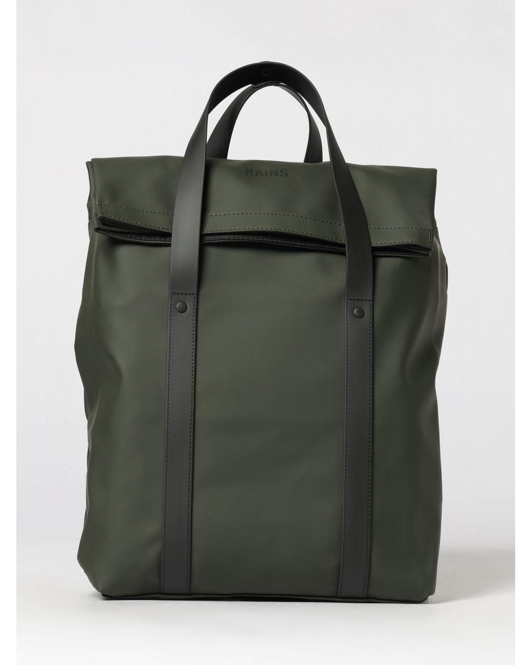 Rains Green 2 Way Waterproof Polyester Tote Backpack With Flap Closure for men
