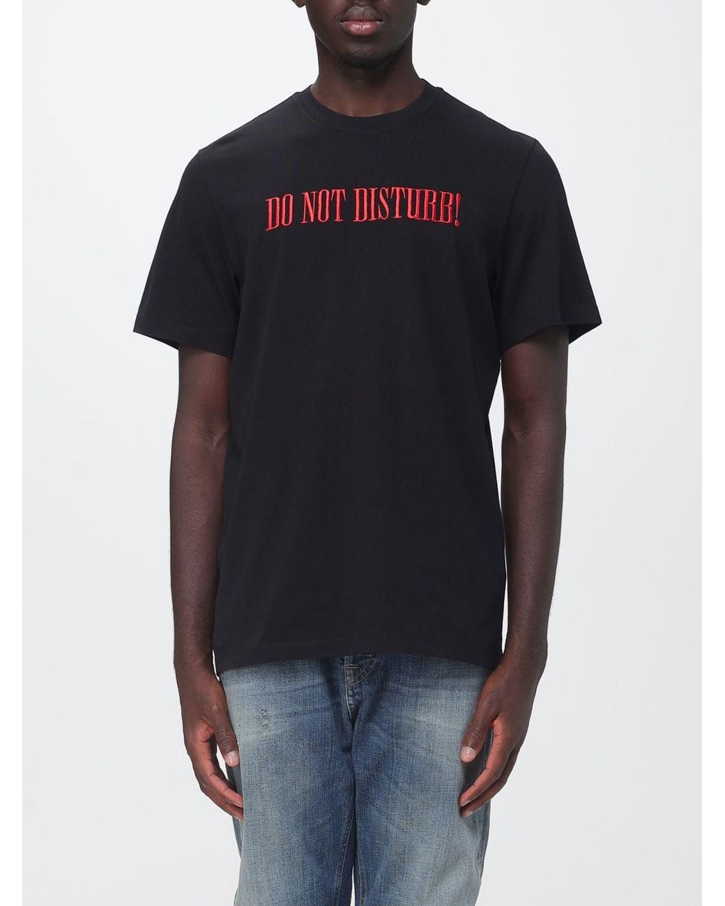 MSGM Blue Slogan Print Cotton Crew Neck T-Shirt for men