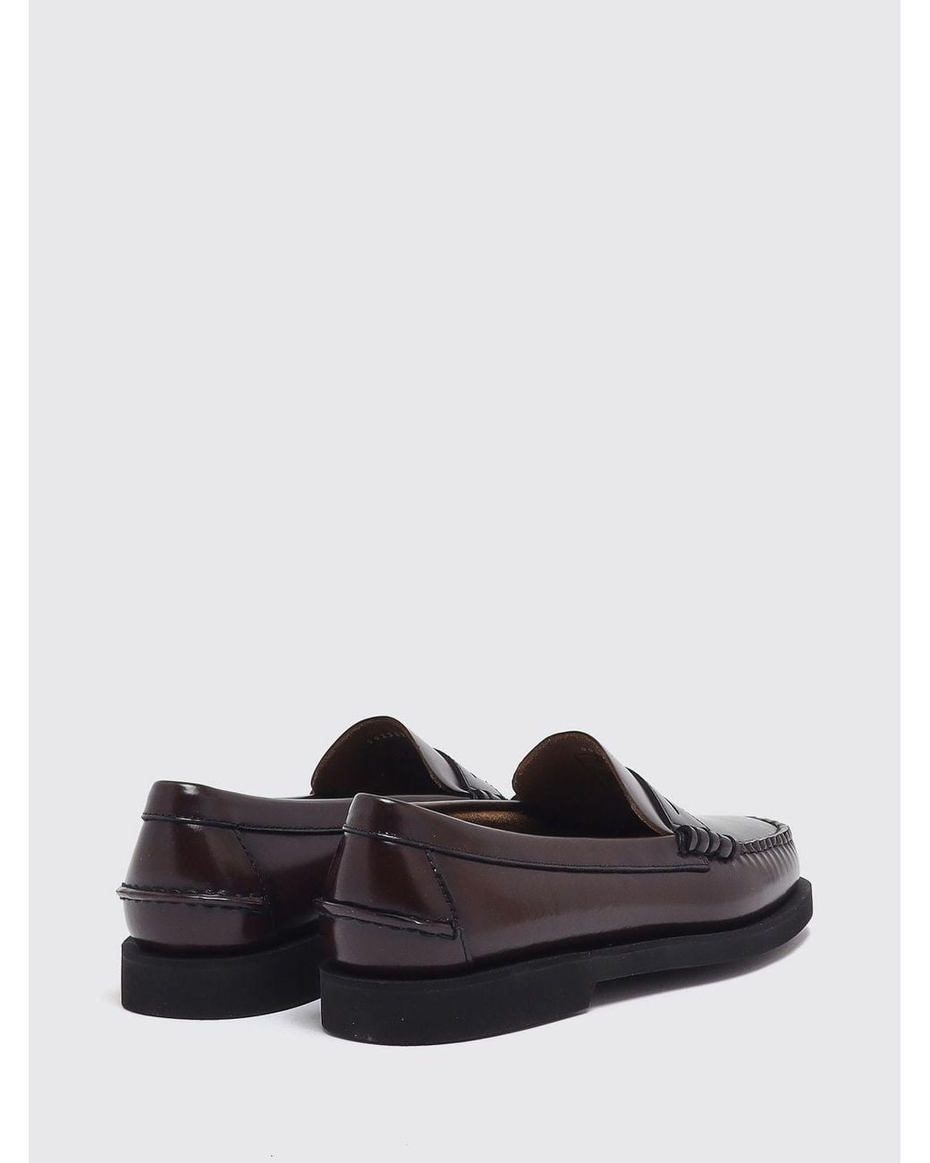 Sebago White Brushed Leather Penny Loafers With Saddle Strap And Raised Apron Toe for men