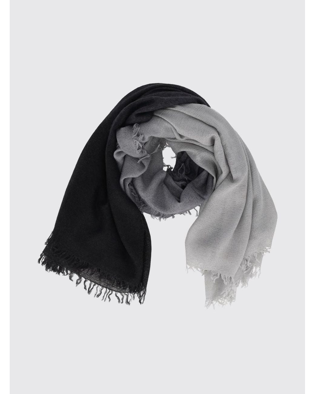 Faliero Sarti Black Cashmere And Silk Scarf With Bicolour Abstract Pattern