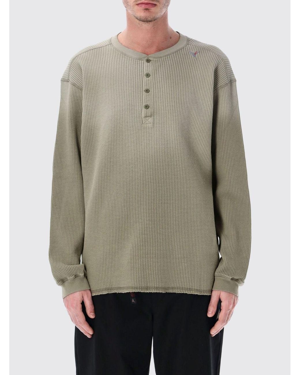 Roa Gray Cotton T-Shirt With Buttons for men