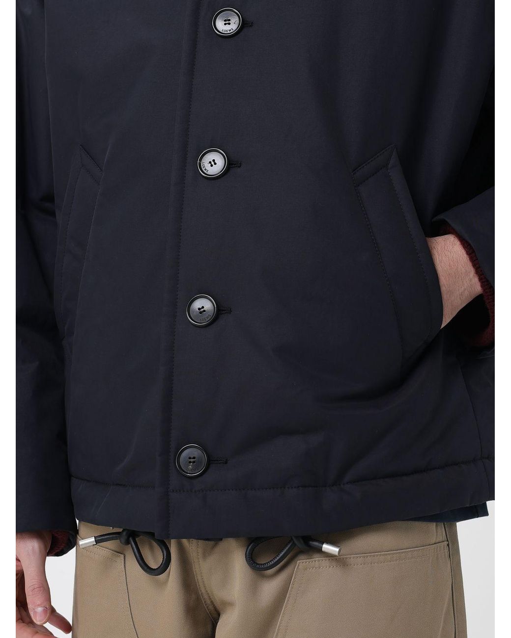 Parka Con Capucha De Mezcla De Algodón Loewe de hombre de color Blue