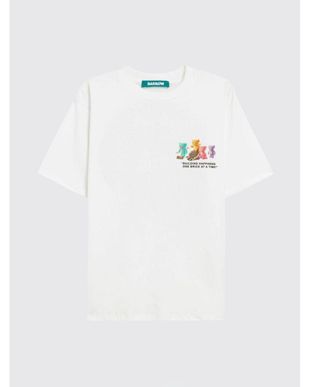 Barrow White Graphic Print Cotton T-Shirt With Contrast Logo for men