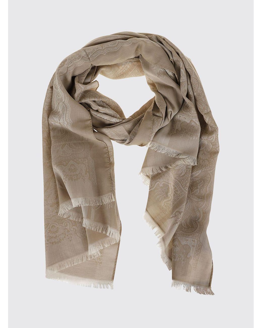 Écharpe En Mélange De Coton, Laine Et Soie Avec Imprimé Ethnique Et Bords Frangés Etro pour homme en coloris Natural