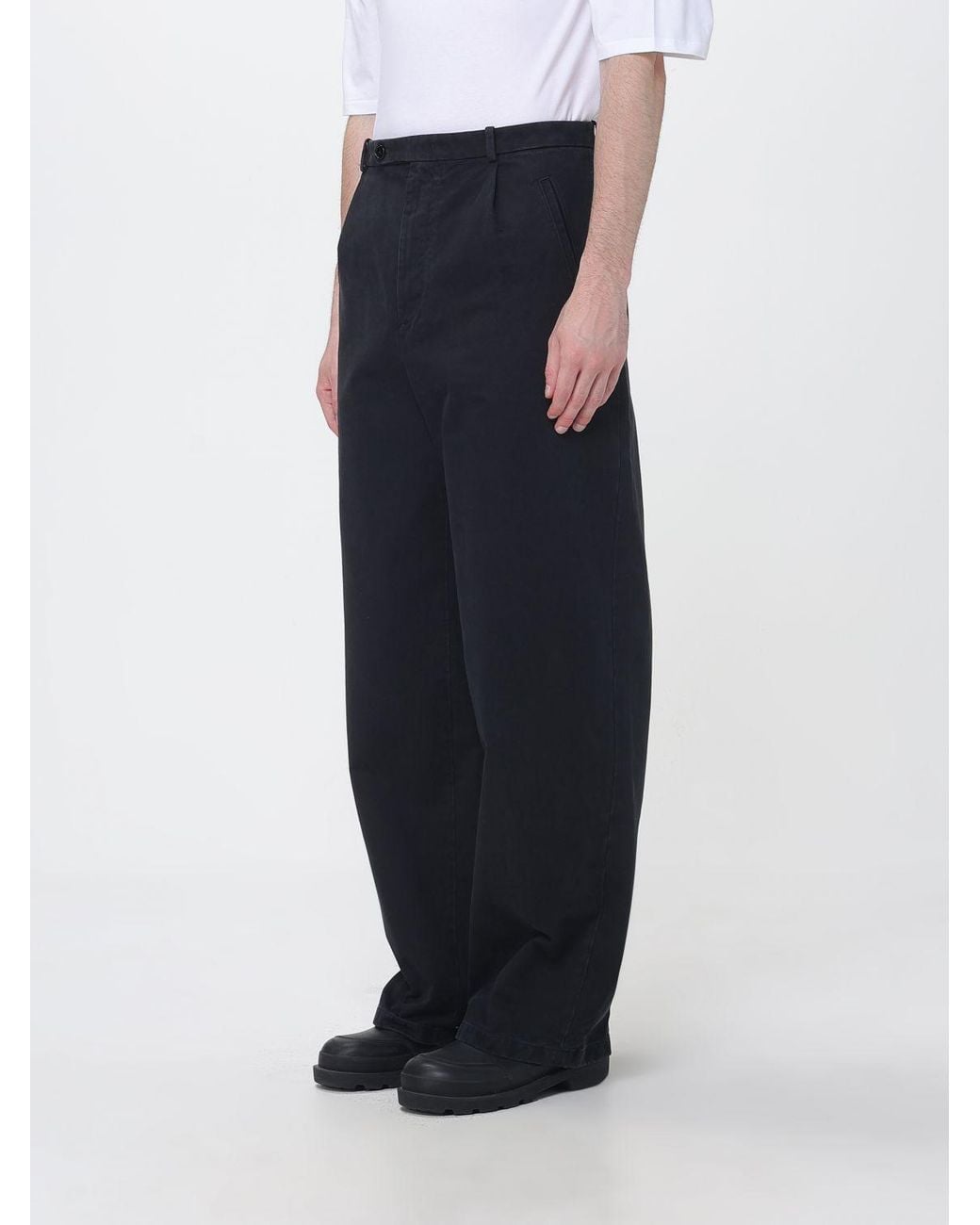 Jil Sander Blue Wide-Leg Cotton Trousers With Off-Center Closure for men