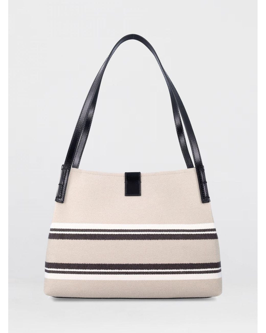 Balmain White Release Medium Cotton Canvas Bag