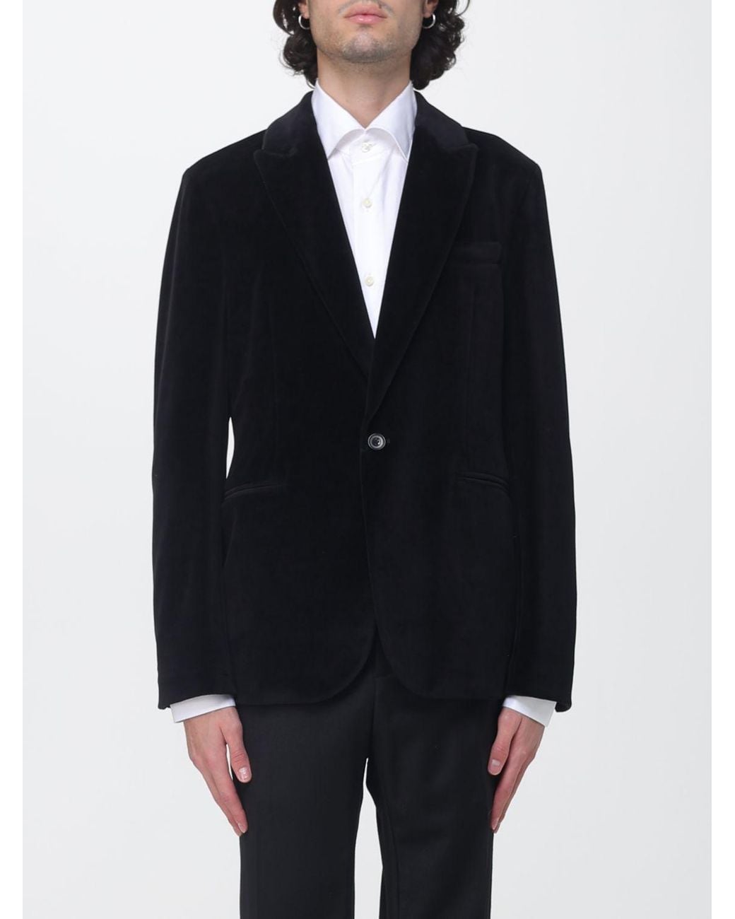 Circolo 1901 Blue Single-Breasted Slim Fit Velvet Blazer With Peak Lapels for men