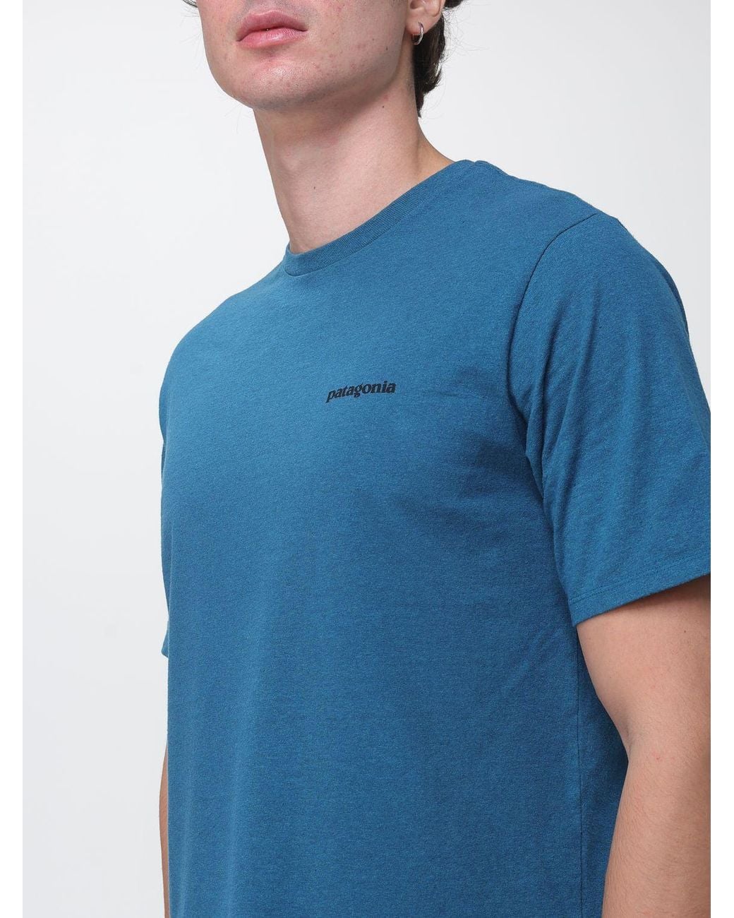 Patagonia Blue Logo Print Recycled Cotton-Blend T-Shirt for men
