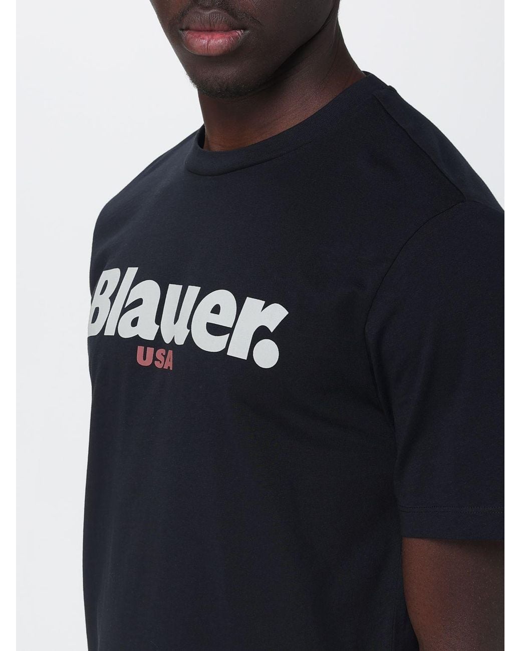 Blauer Blue Cotton T-Shirt With Logo for men