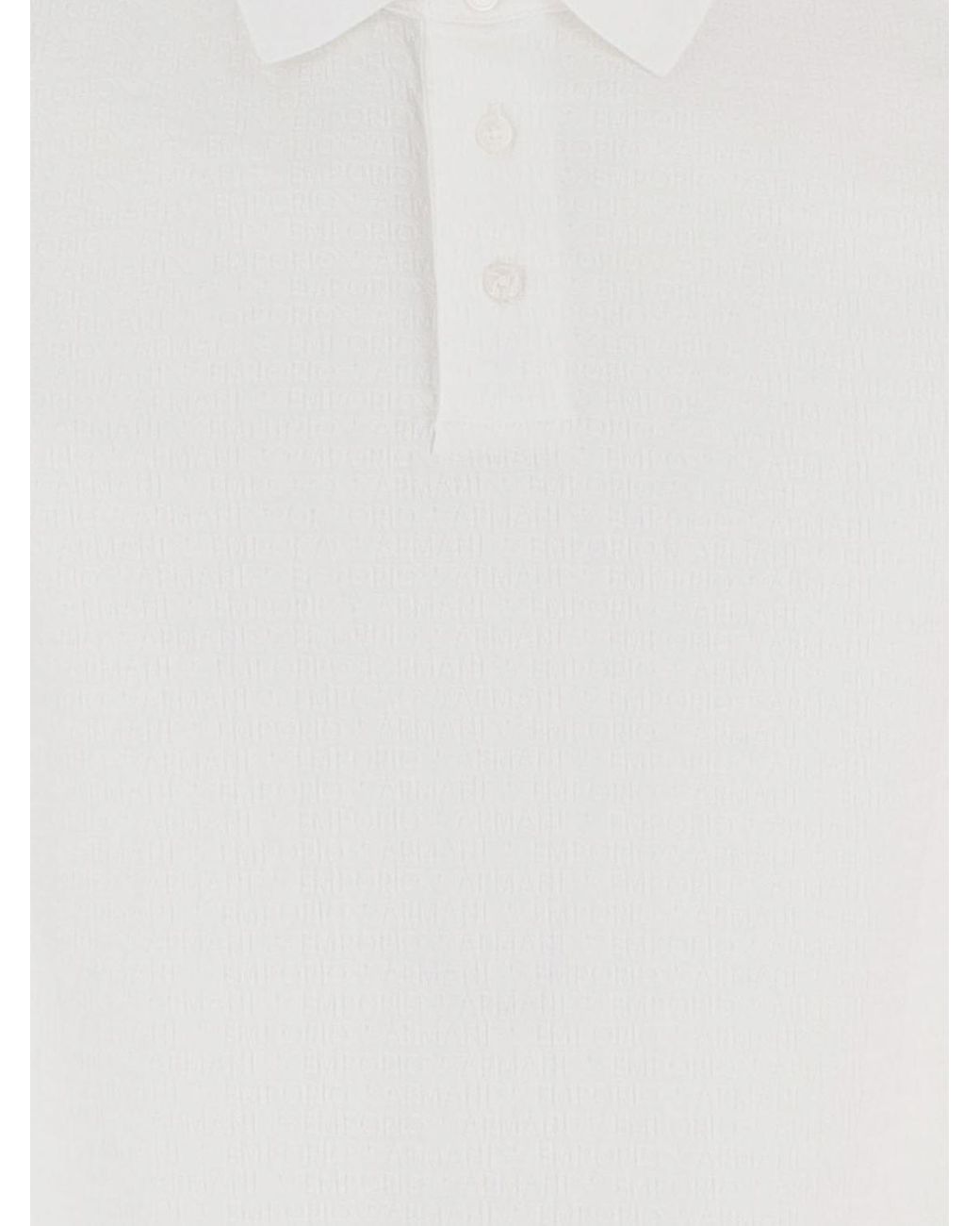 Emporio Armani White Short-Sleeved Cotton Piqué Polo Shirt for men
