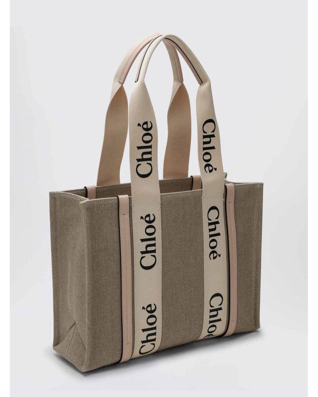 Chloé Natural ChloÉ Woody Medium Cotton Canvas Bag