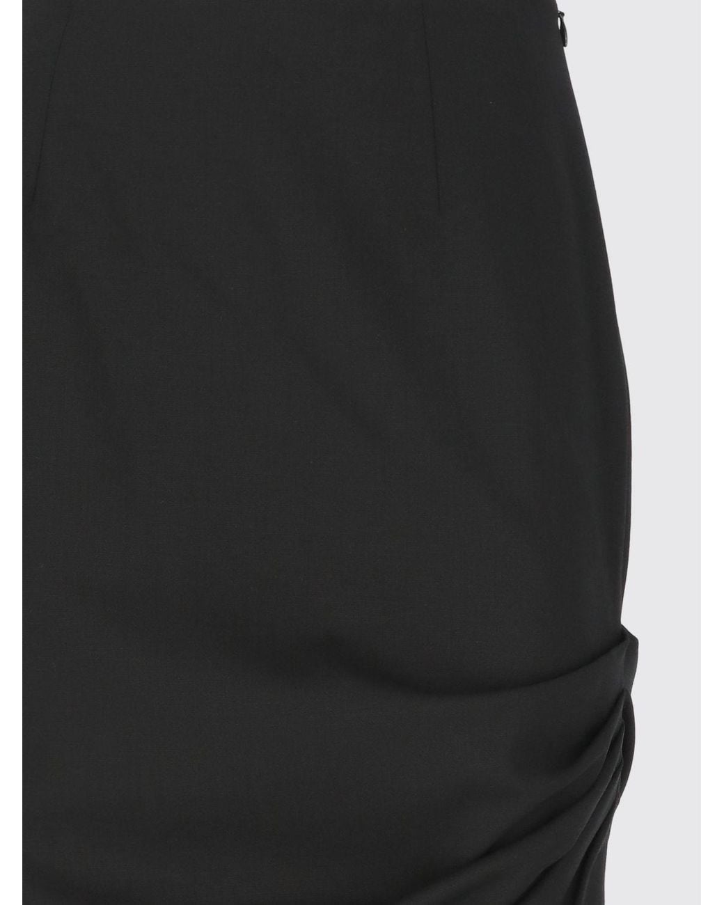 Carolina Herrera Black Asymmetrical Slim Fit Virgin Wool Pencil Mini Skirt