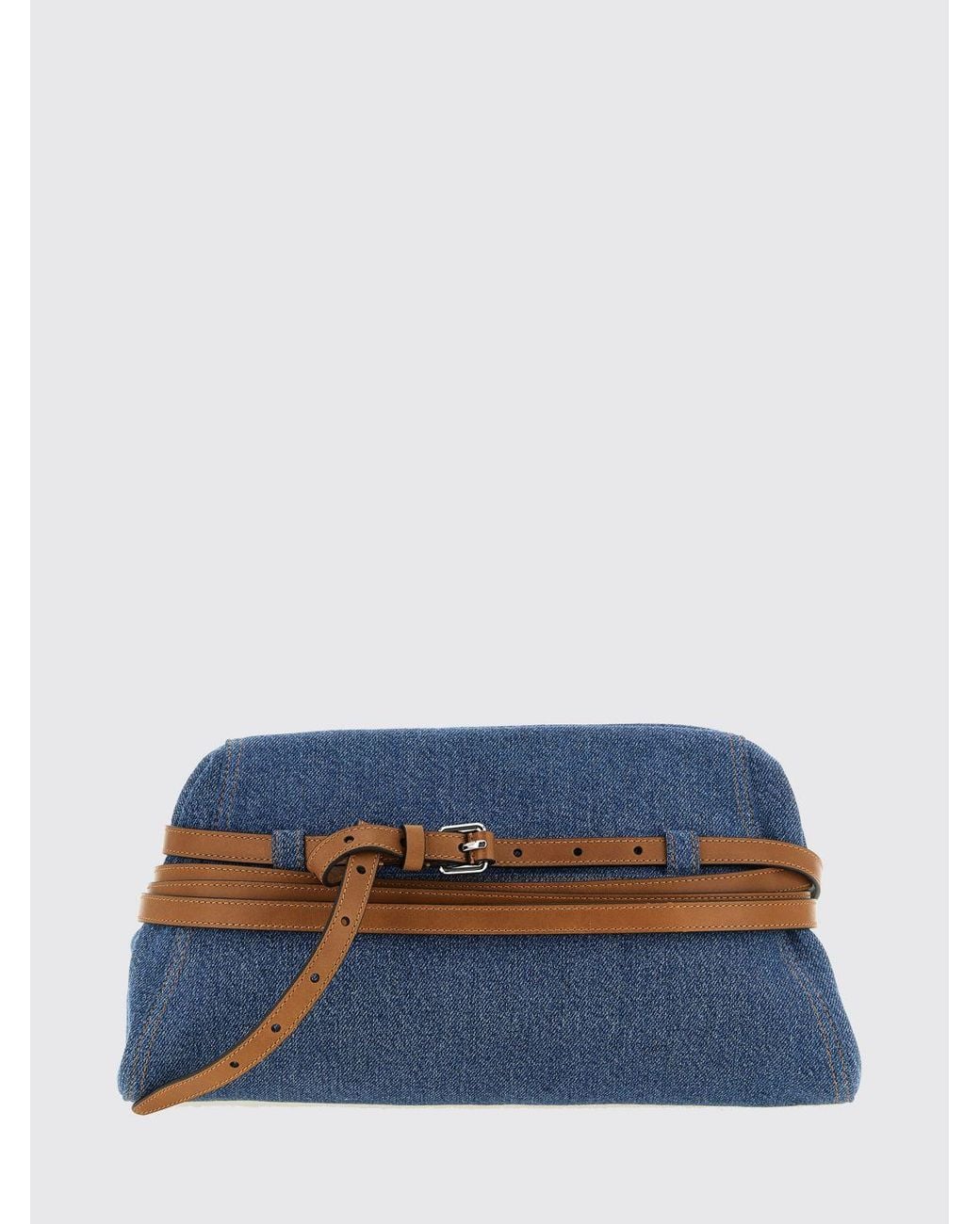 Moschino Couture Blue Tie Me Denim Clutch Bag With Removable Strap
