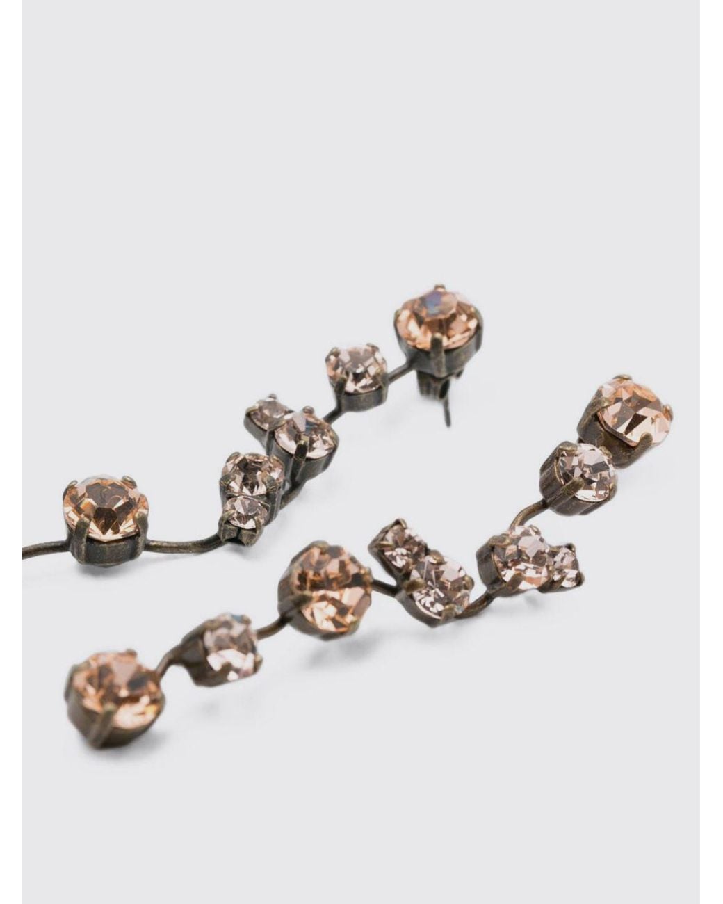 Forte_forte White Chrome-Plated Brass Dangle Earrings With Set Rhinestones And Crystals
