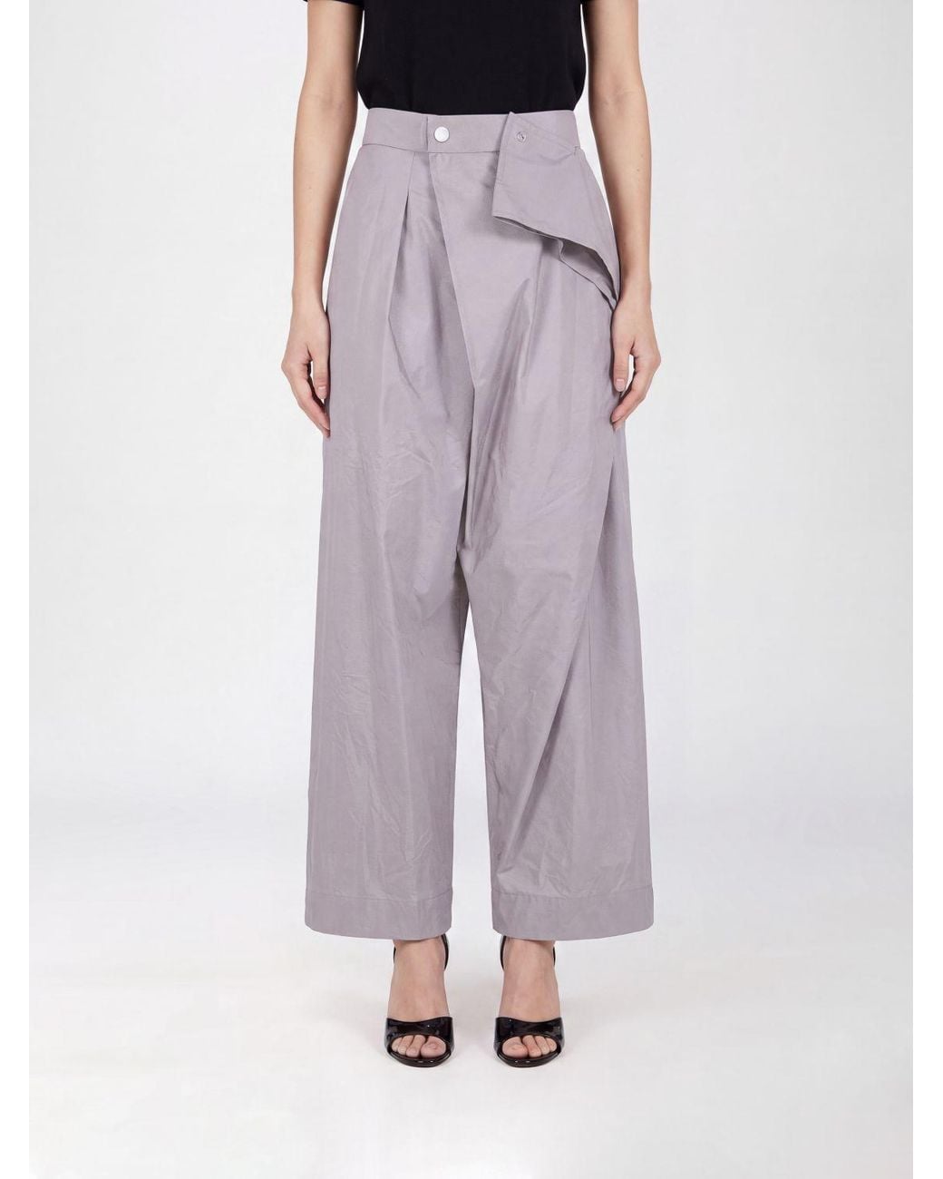 Issey Miyake Purple Akimbo High-Waisted Wide-Leg Trousers With Asymmetric Design