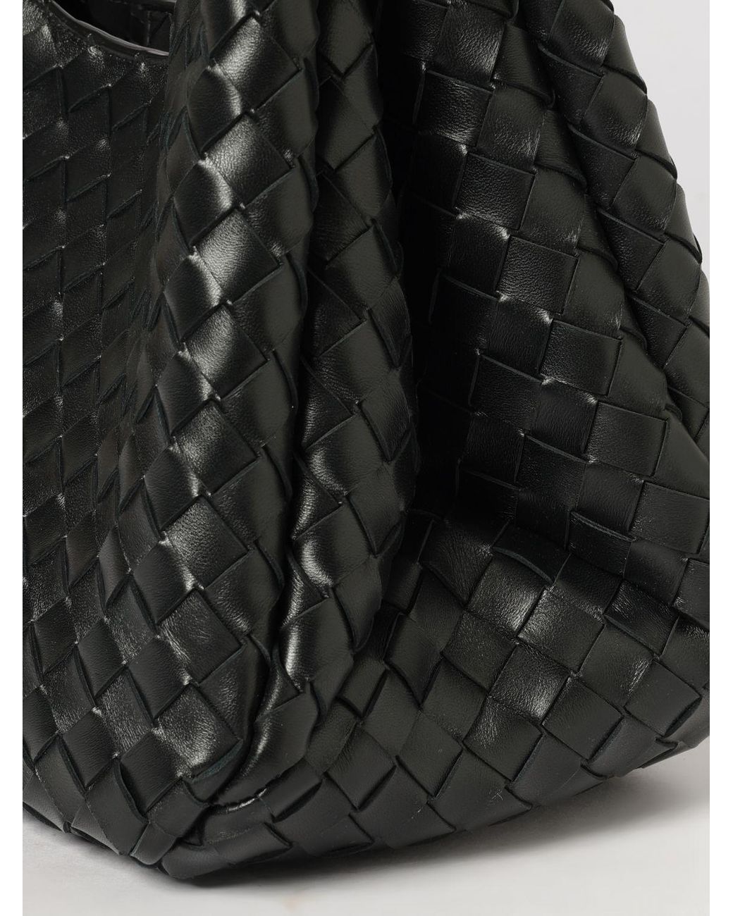 Bottega Veneta Black Medium Campana Intrecciato Leather Shoulder Bag
