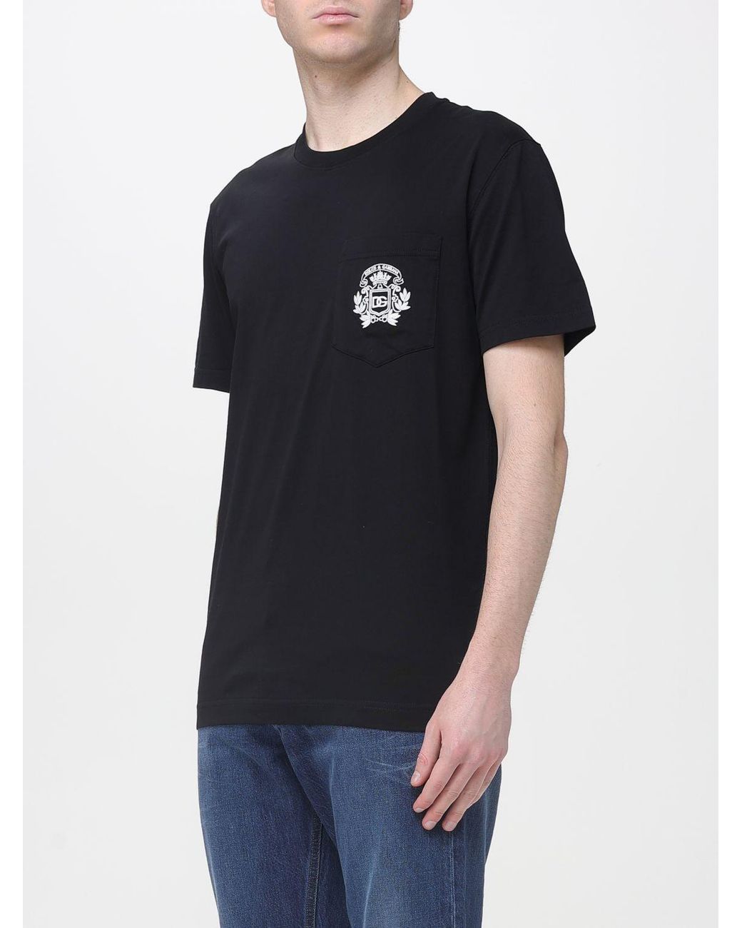 Dolce & Gabbana Black Dolce &Amp Gabbana Cotton Blend T-Shirt With Logo for men