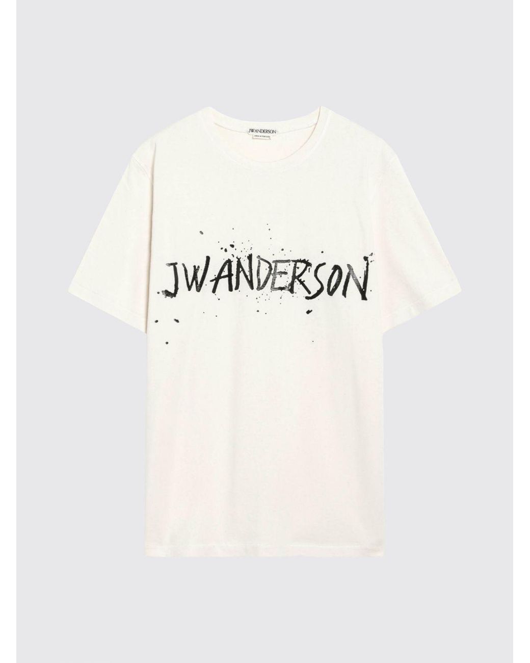 J.W. Anderson Natural Crewneck Cotton T-Shirt With Printed Logo And Dropped Shoulders for men