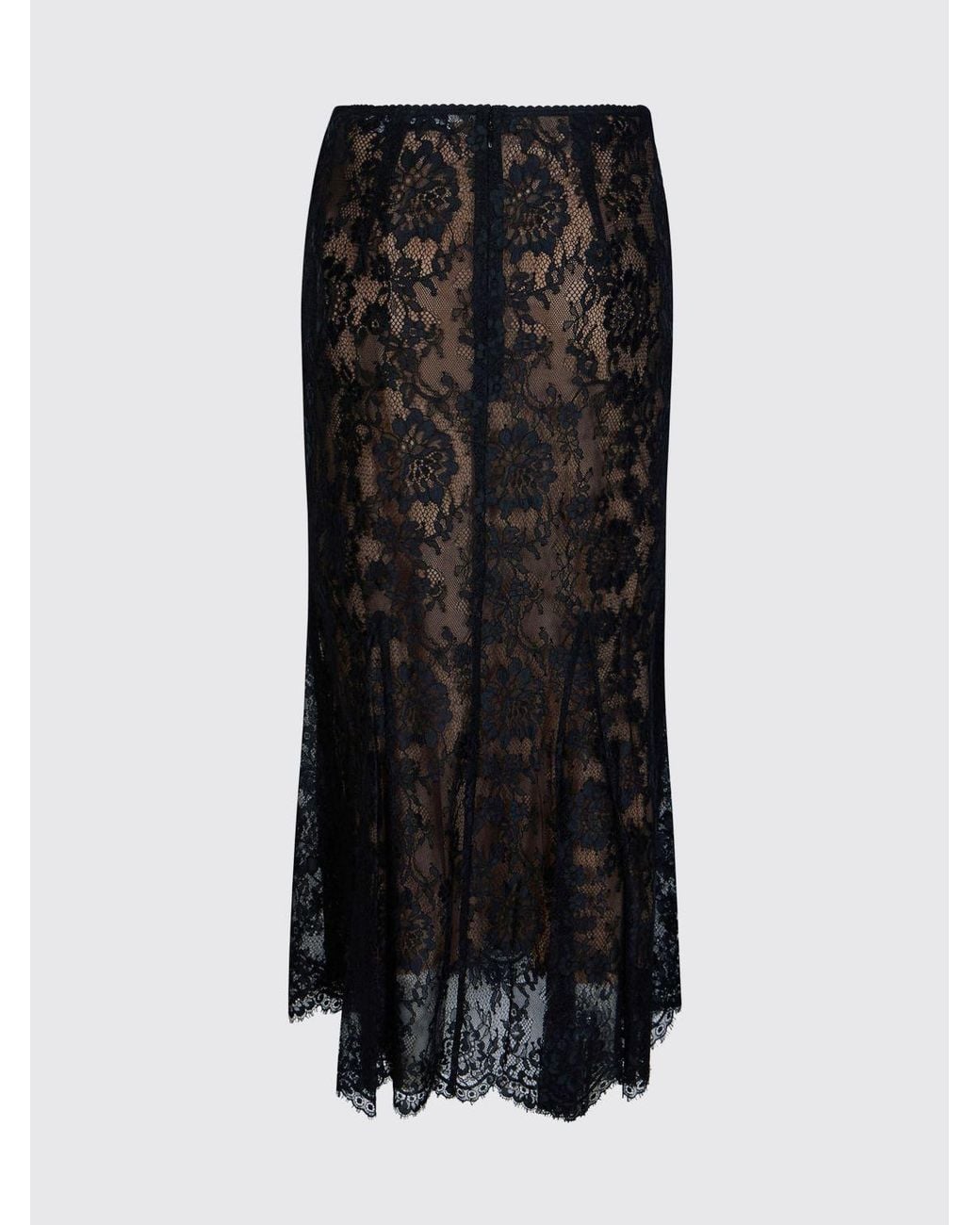 Self-Portrait Brown High-Waisted Slim Fit Lace Midi Pencil Skirt