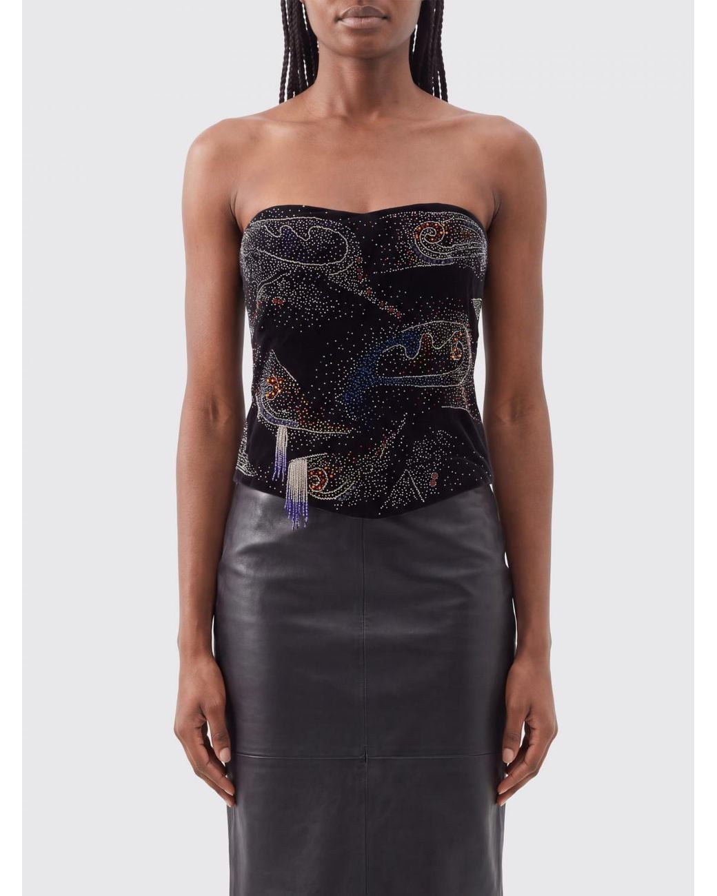 Isabel Marant Black Off-The-Shoulder Corset Top
