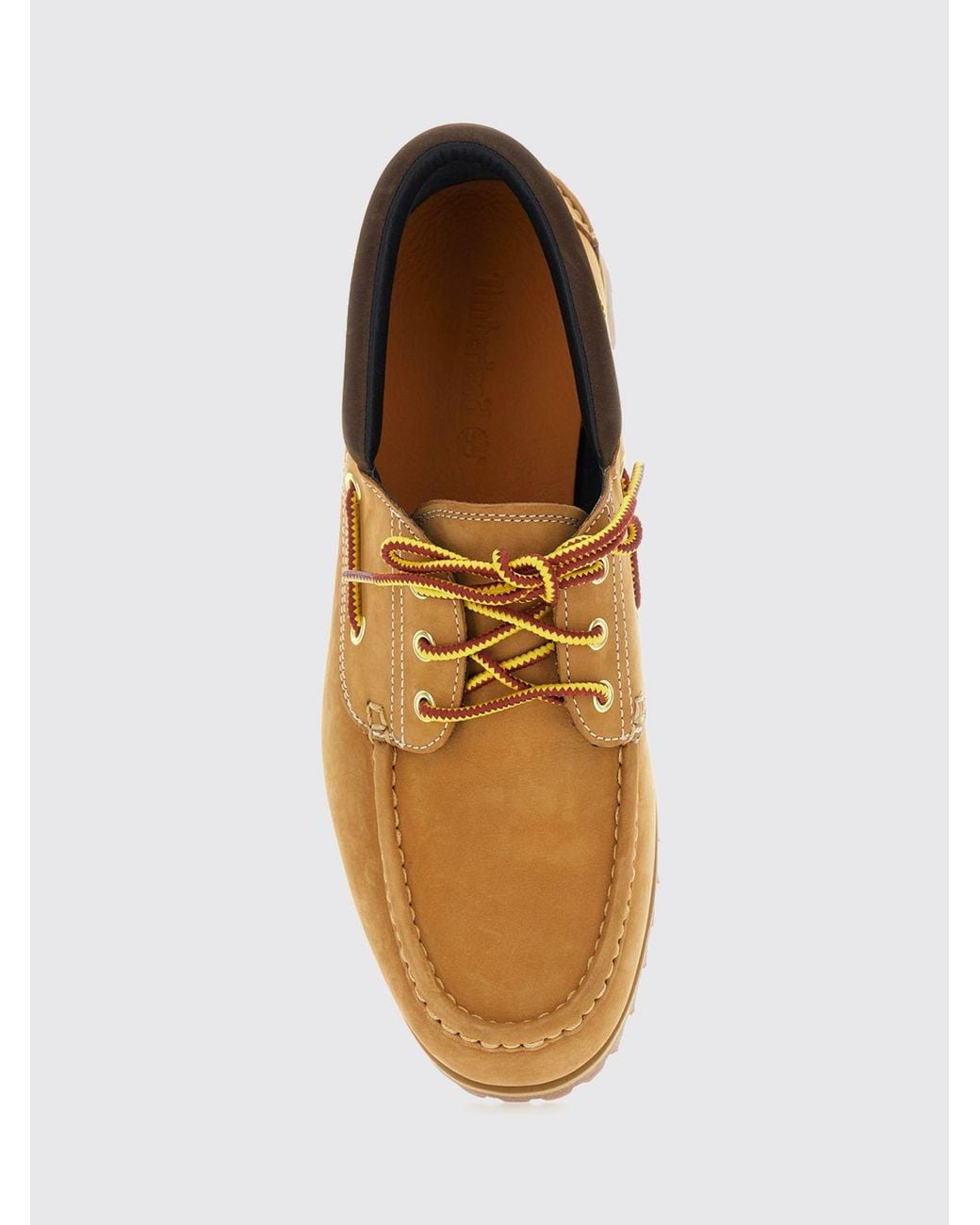 Timberland Brown Nubuck Leather Boat Shoes With Embossed Logo And Notched Sole for men