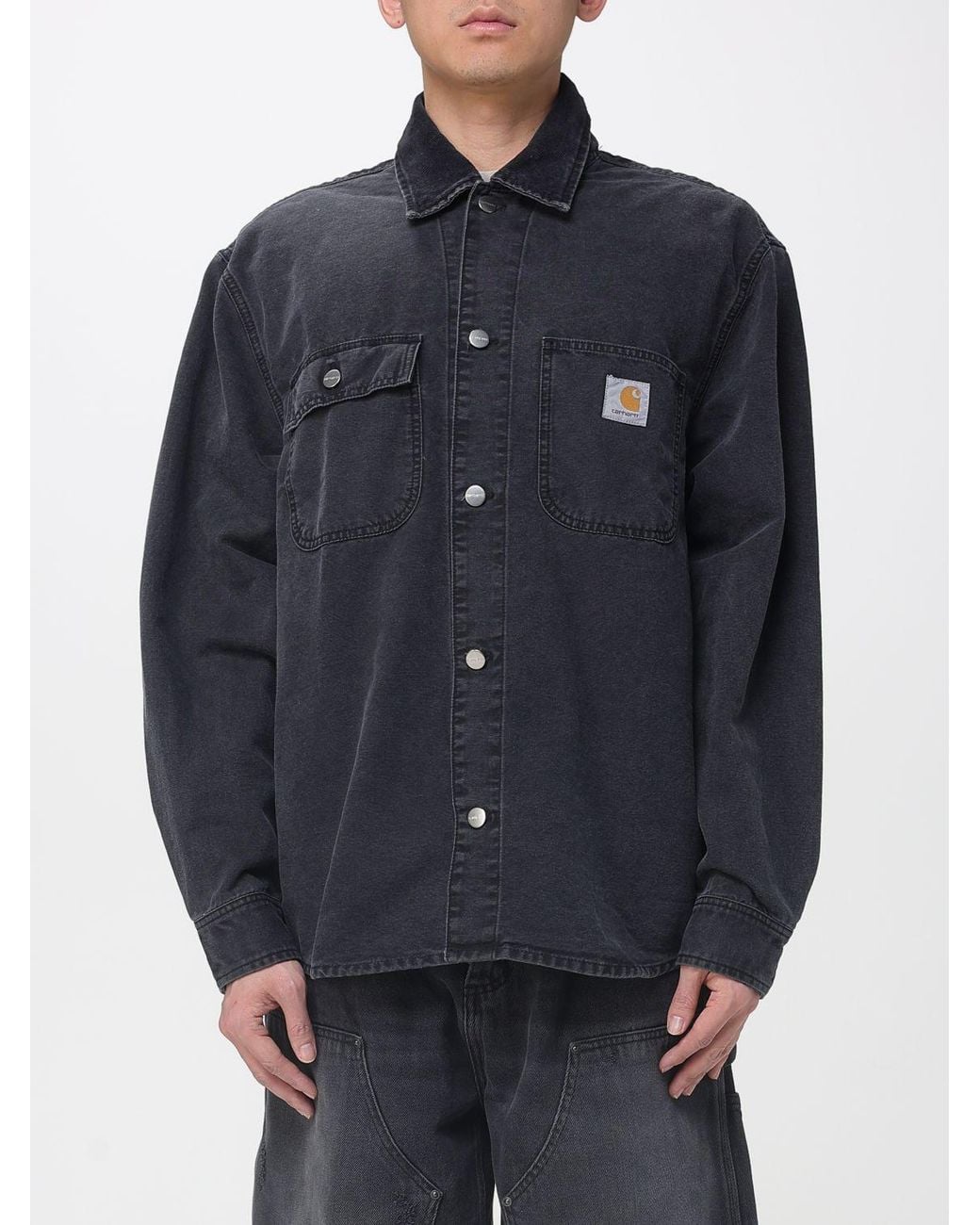 Carhartt Blue Mitch Cotton Overshirt With Logo for men
