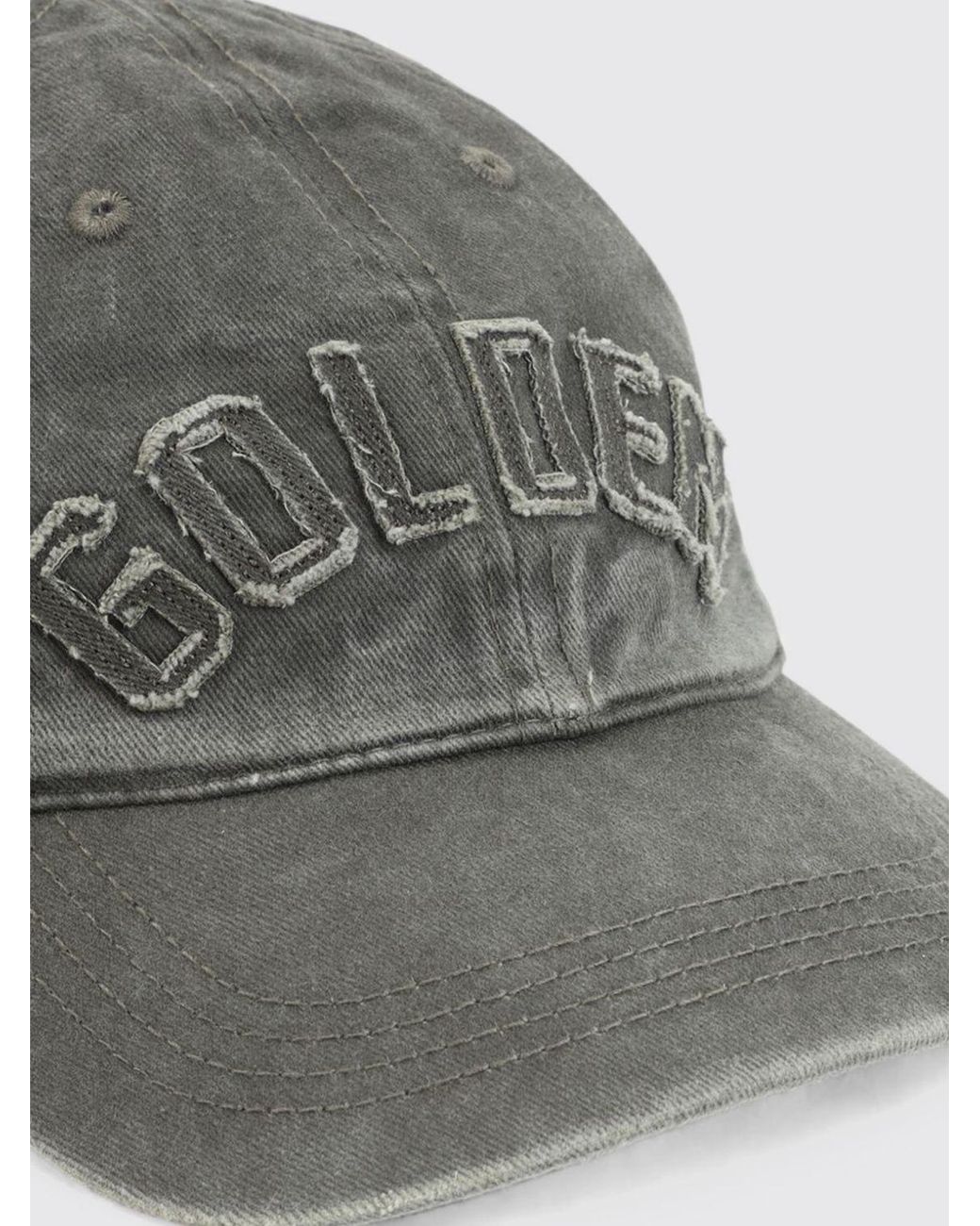 Golden Goose Deluxe Brand Gray Denim Baseball Cap With Studs And Embroidered Logo