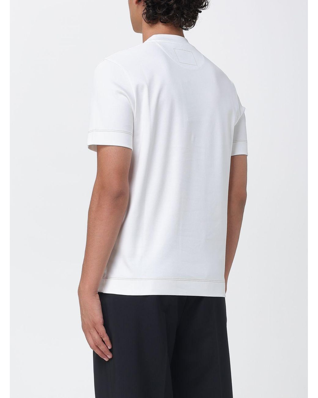 Fendi White Cotton T-Shirt With Patch Pocket And Applied Logo for men
