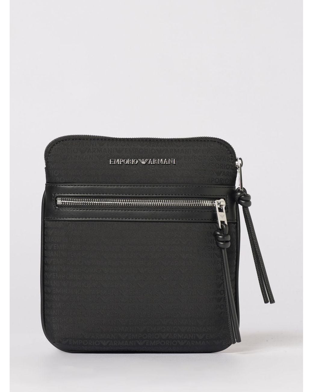 Emporio Armani Black Polyamide Bag With Jacquard Logo for men