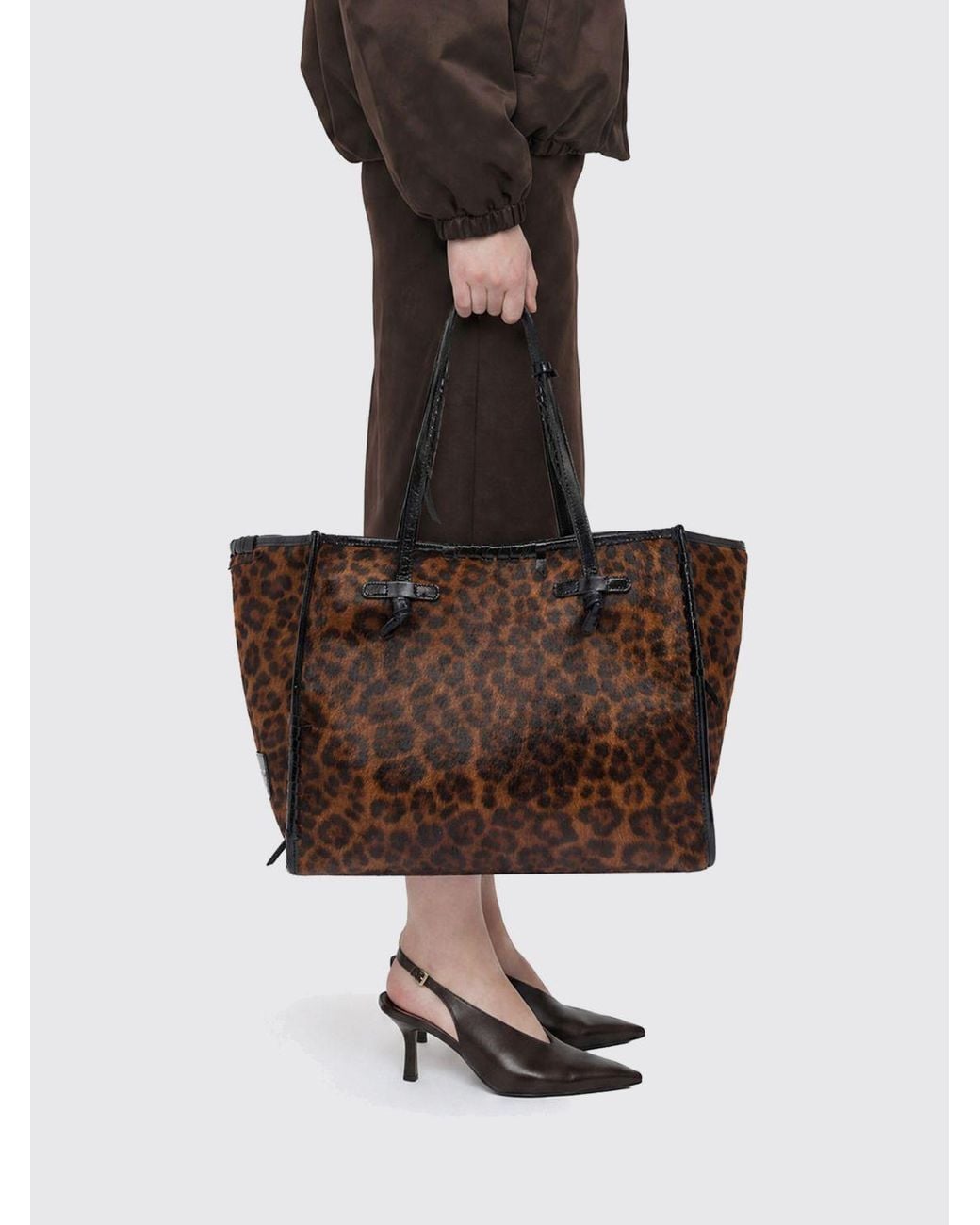 Gianni Chiarini Brown Marcella Animal Print Leather And Pony Hair Shoulder Bag