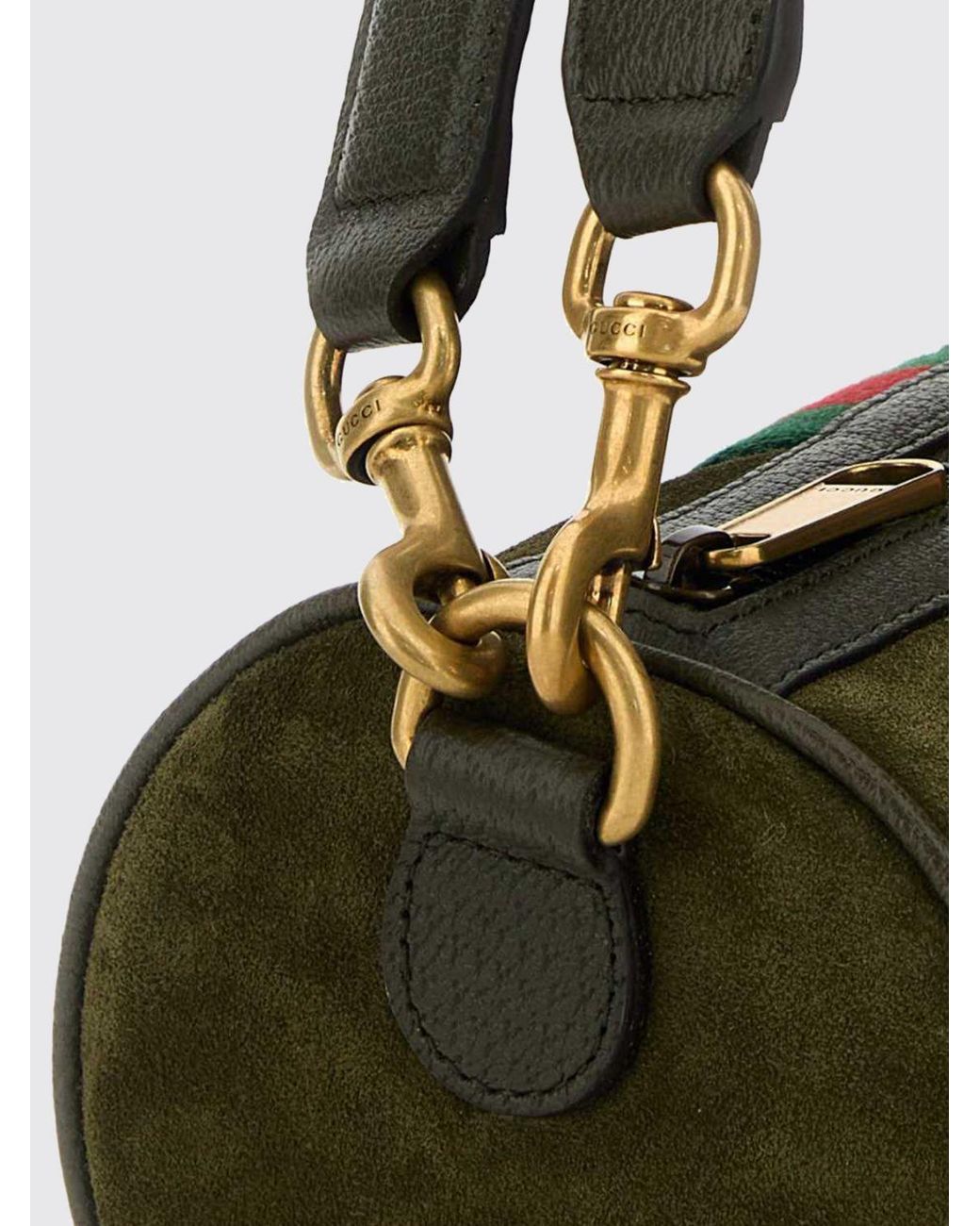 Gucci Green Ophidia Cylindrical Suede Shoulder Bag With Web Stripe for men