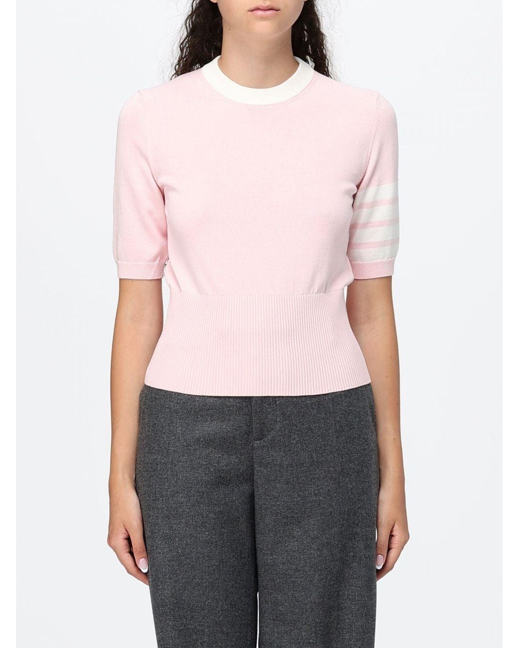 Thom Browne Pink Hector Crewneck Short-Sleeved Sweater