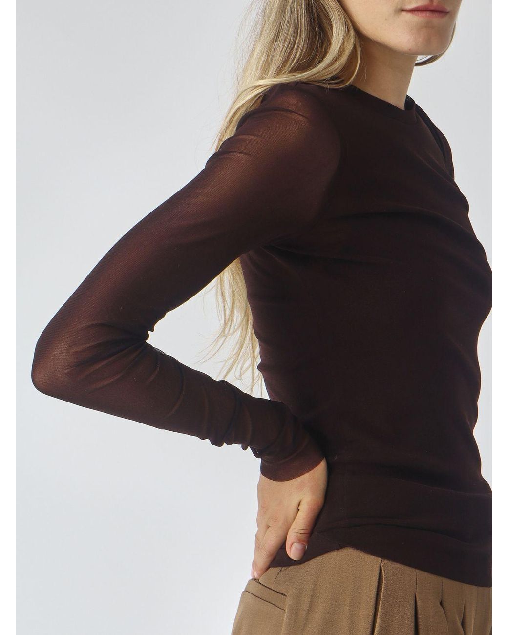 MEIMEIJ Black Long-Sleeved Polyamide Slim Fit Top
