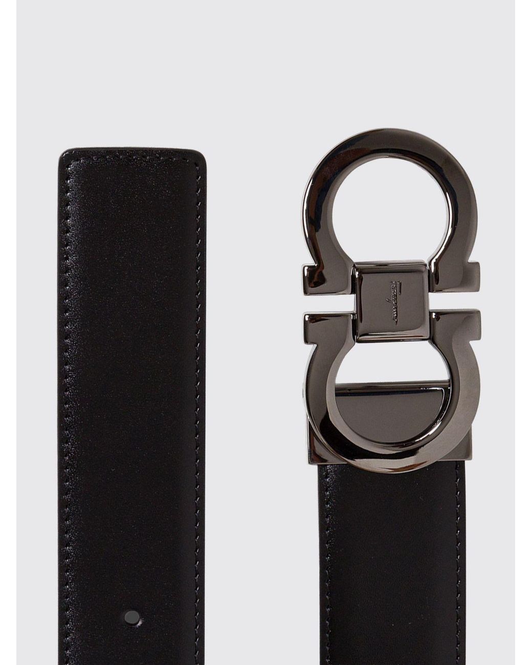 Ferragamo White Reversible Calf Leather Belt With Gancini Buckle for men