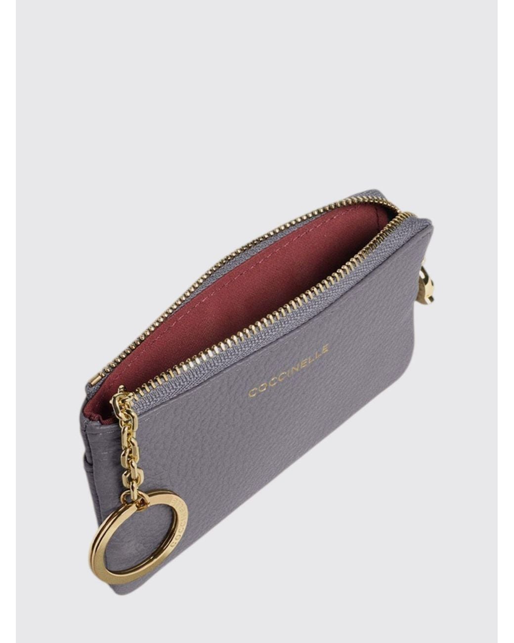 Coccinelle Gray C-Me Small Grained Leather Zipped Purse With Metal Ring
