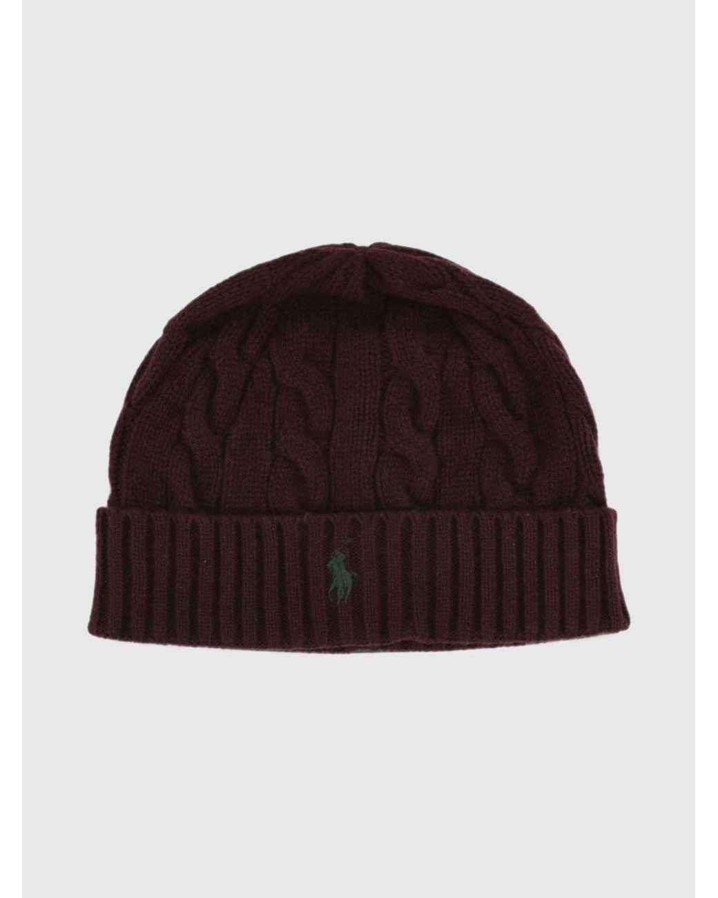Polo Ralph Lauren Red Wool And Cashmere Blend Beanie With Contrast Pony Logo for men