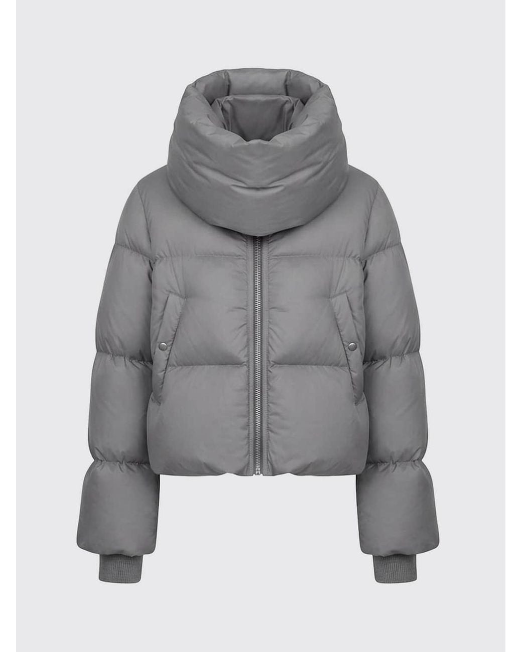 Rick Owens Gray Quilted Nylon Funnel Neck Puffer Jacket