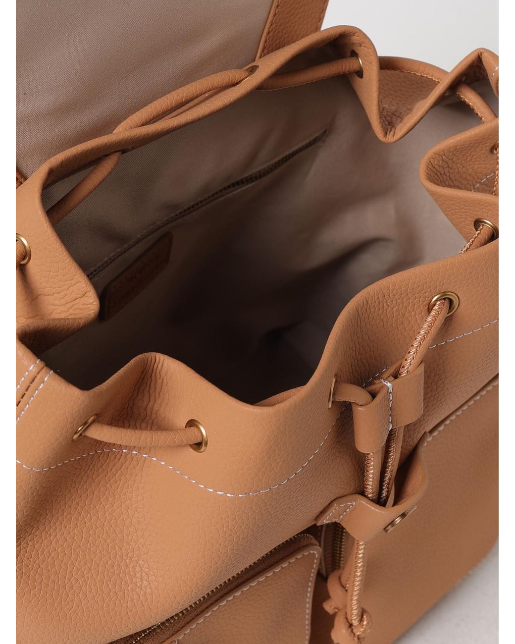 Pinko Natural Pebbled Leather Backpack