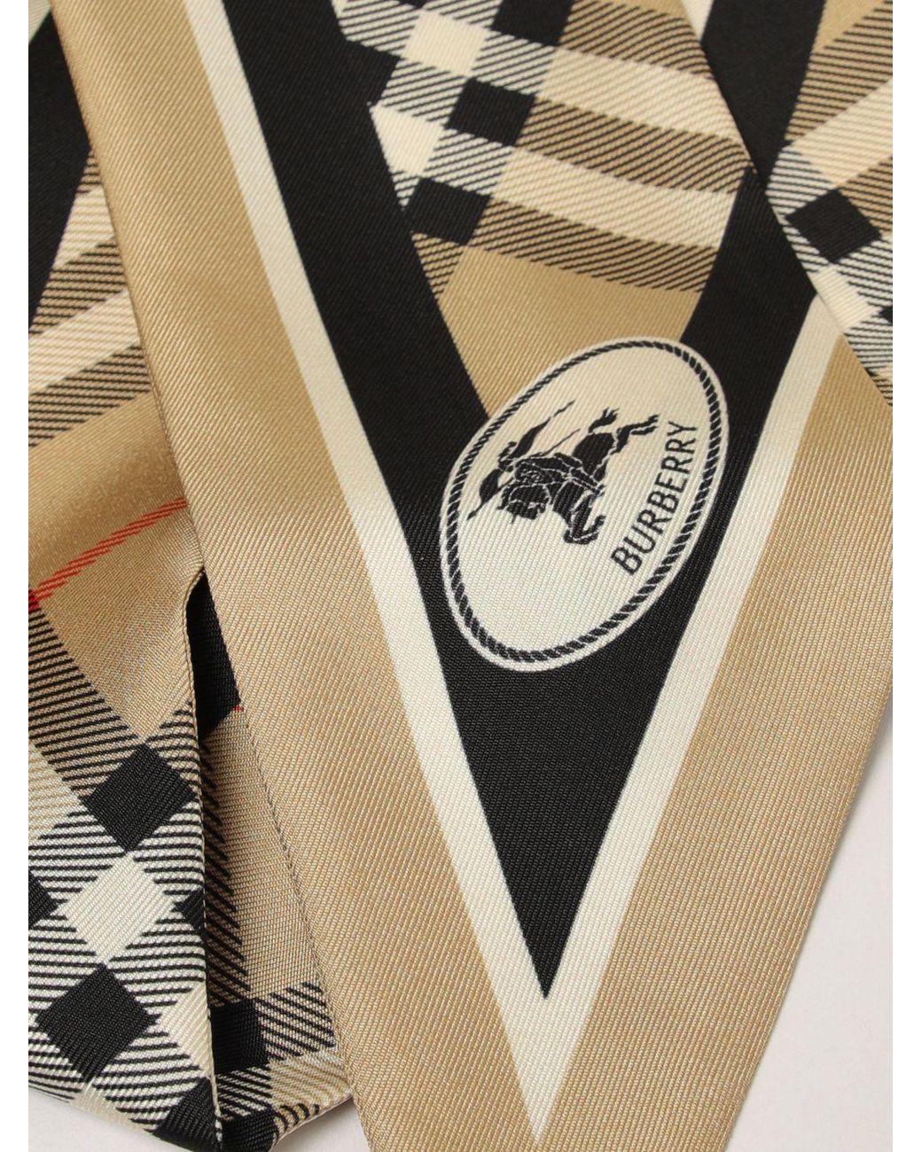 Burberry Natural Check And Ekd Logo Silk Bandeau Scarf