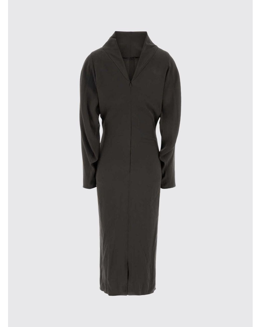 Giorgio Armani Black High-Neck Draped Silk-Blend Sheath Midi Dress
