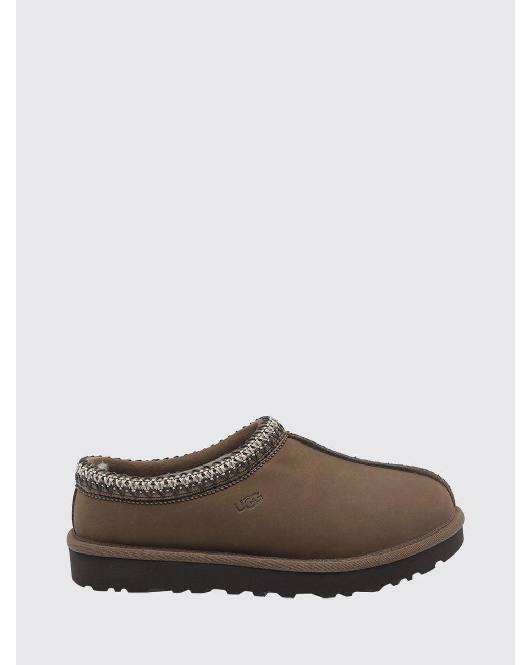 Ugg Brown Suede Tasman Mules With Wool Lining And Signature Contrast Stitching