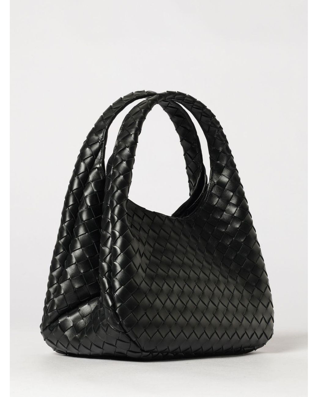 Bottega Veneta Black Medium Campana Intrecciato Leather Shoulder Bag