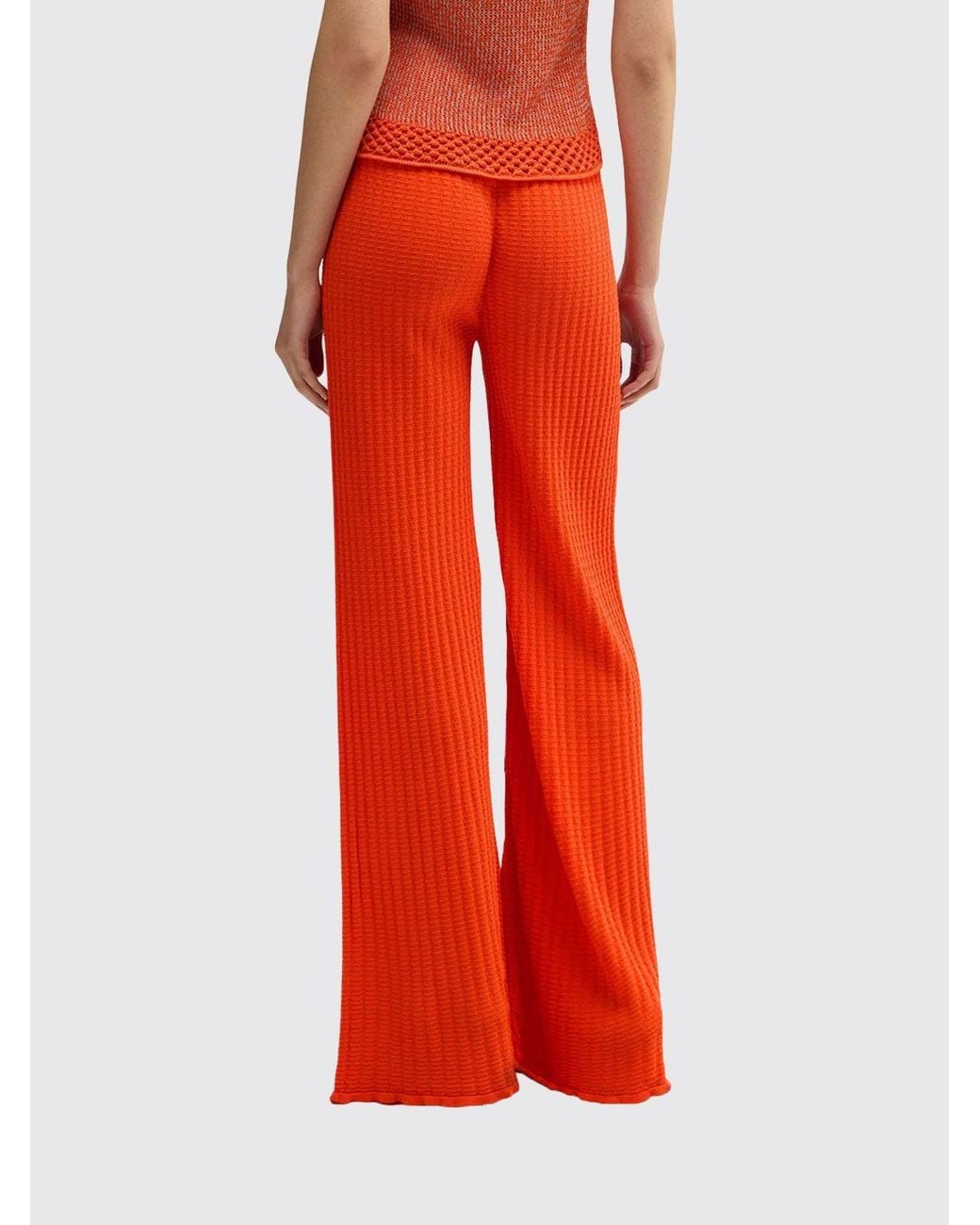 MACCAPANI Red Bouncy Palazzo Cotton Trousers