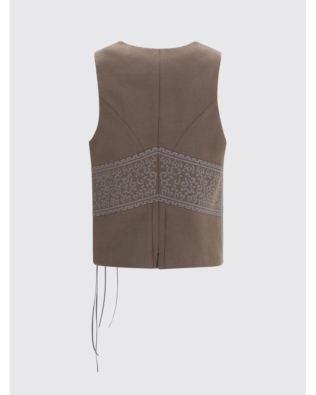Giorgio Armani Brown Jacquard Silk And Wool Blend Wrap Waistcoat With Tie Closure