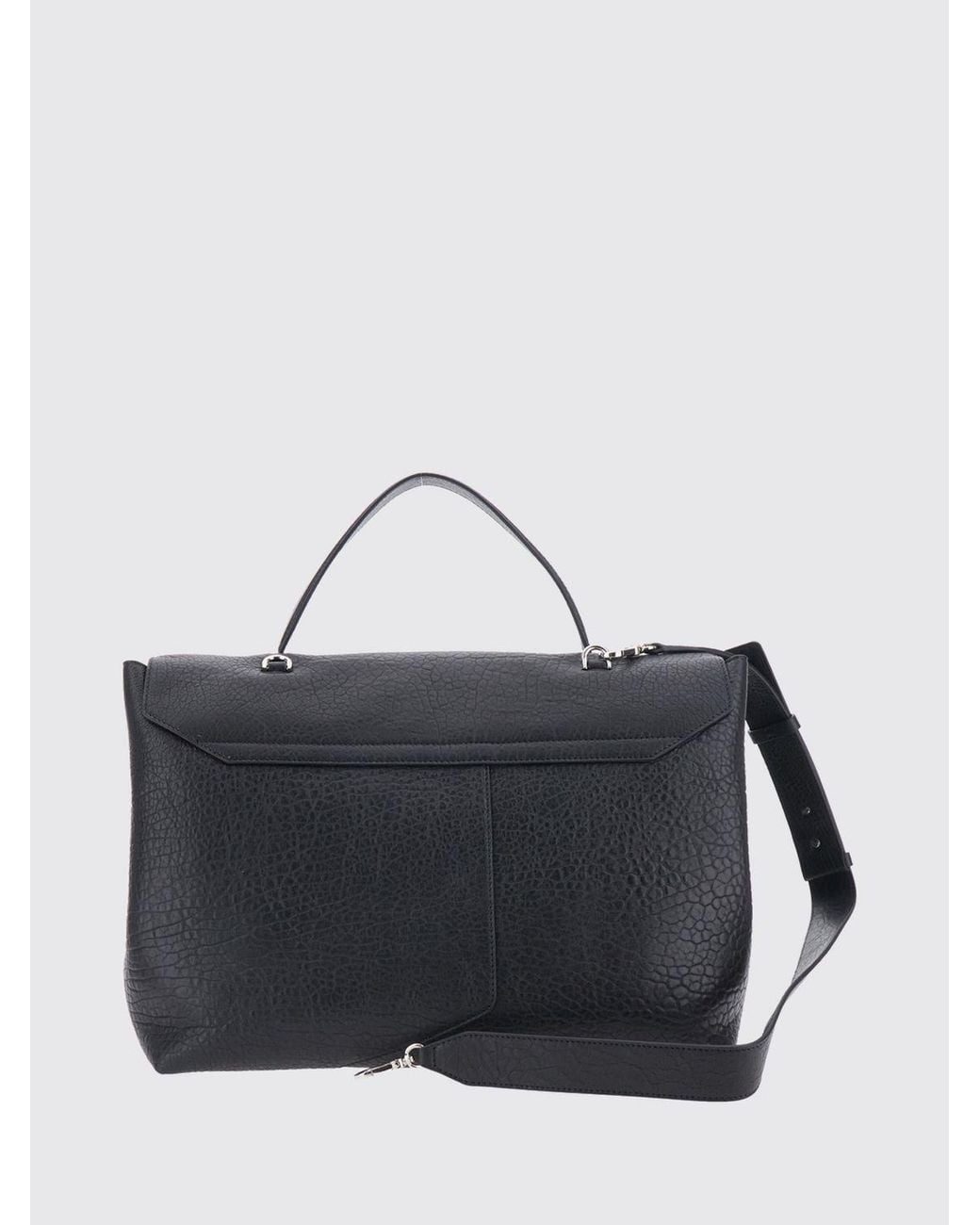 Emporio Armani Blue Grained Calfskin Handbag With Removable Shoulder Strap