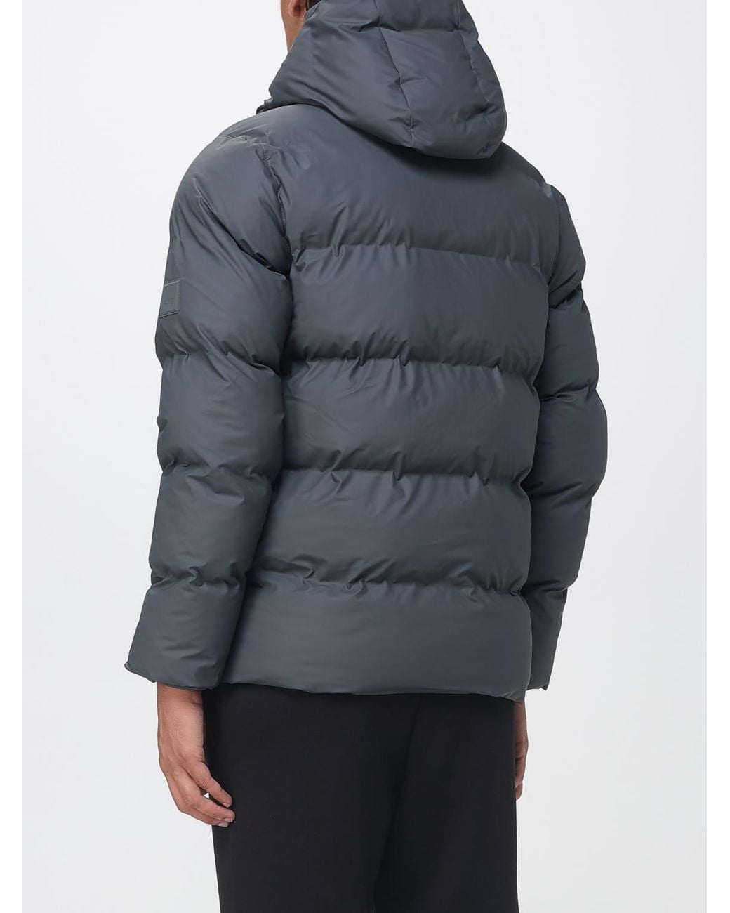 Rains Blue Alta Short Quilted Puffer Jacket With Hood, Water-Repellent And Windproof for men