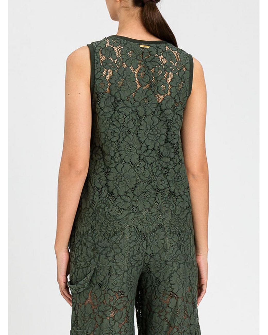 Twinset Green Macramé Top