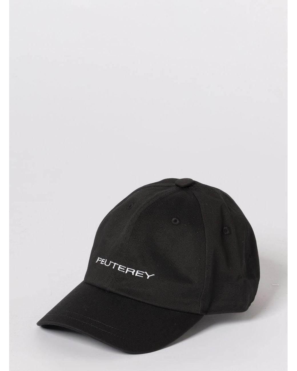 Peuterey Black Cotton Hat With Embroidered Logo