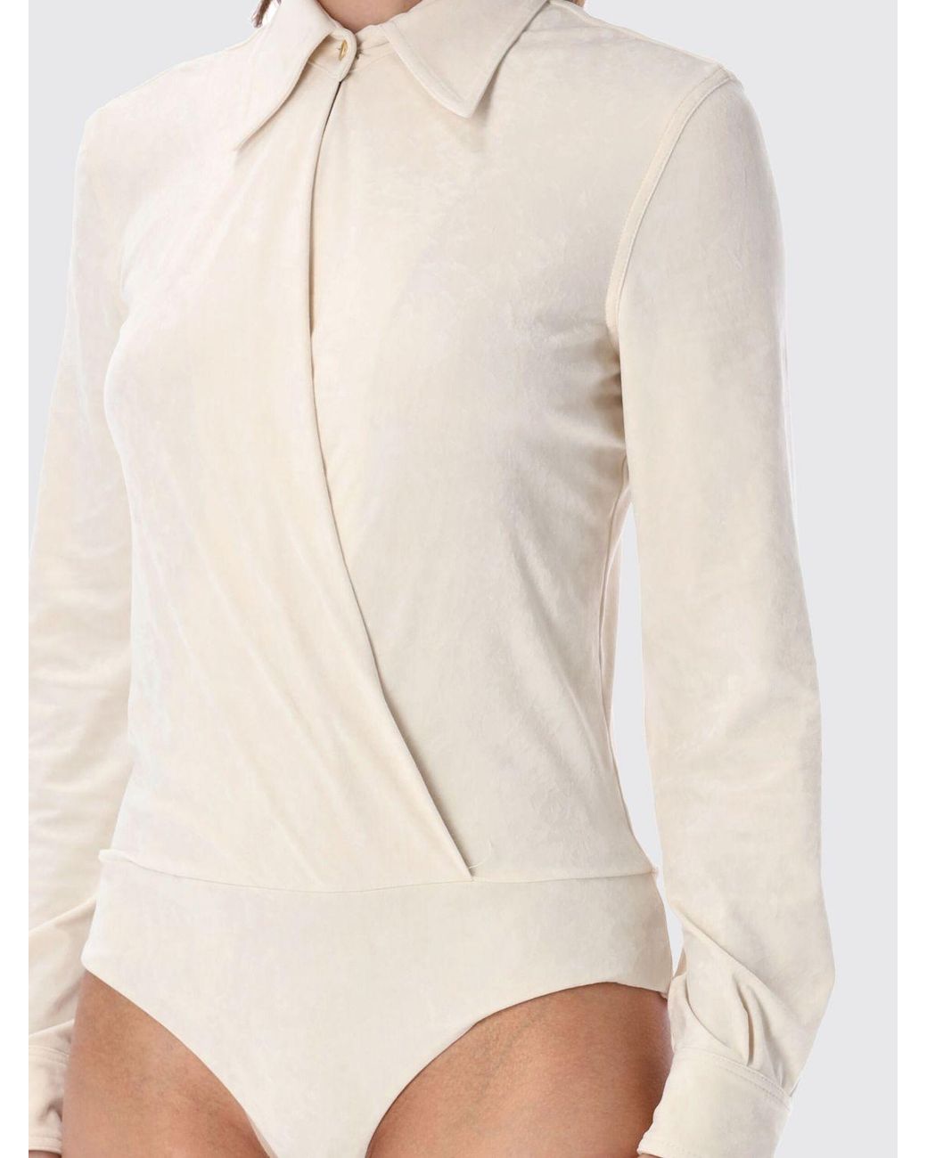 Alberta Ferretti Natural Slim Fit Jersey Shirt Bodysuit