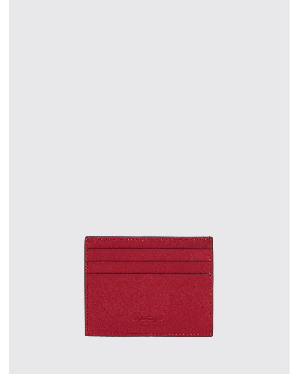 Ferragamo White Gancini Flat Embossed Calfskin Leather Card Holder for men